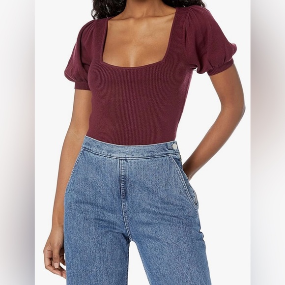 French Connection Square Neck Puff Sleeve Sweater - Picture 1 of 6